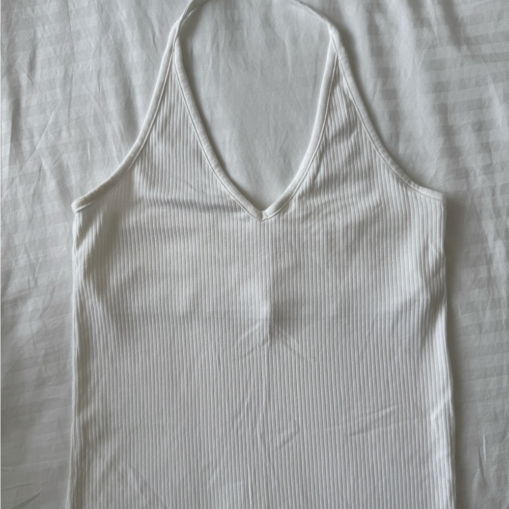 Old Navy White Ribbed Halter Top